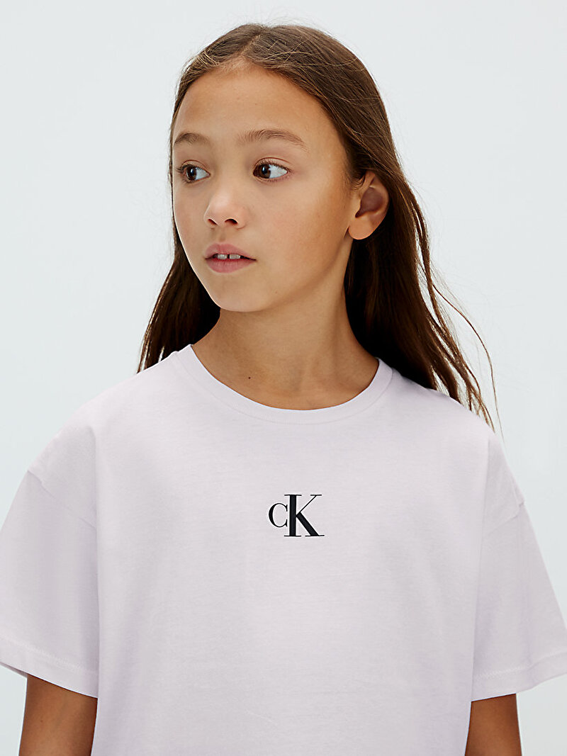 Calvin Klein Pembe Renkli Kız Çocuk CK Logo Boxy T-shirt