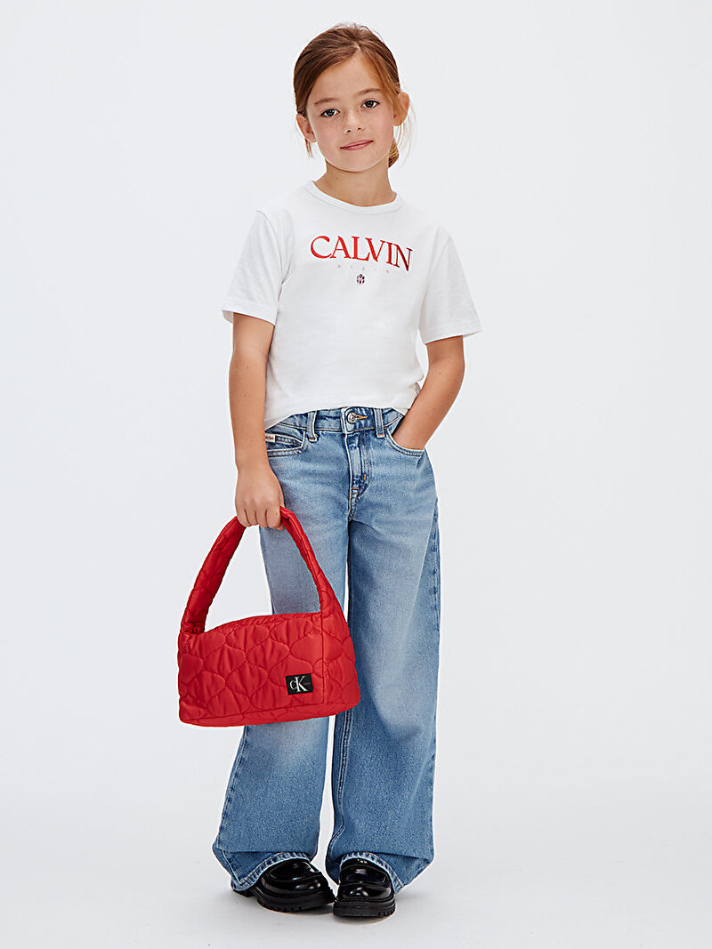 Calvin Klein Mavi Renkli Kız Çocuk Wide Leg Cloudy Jean Pantolon