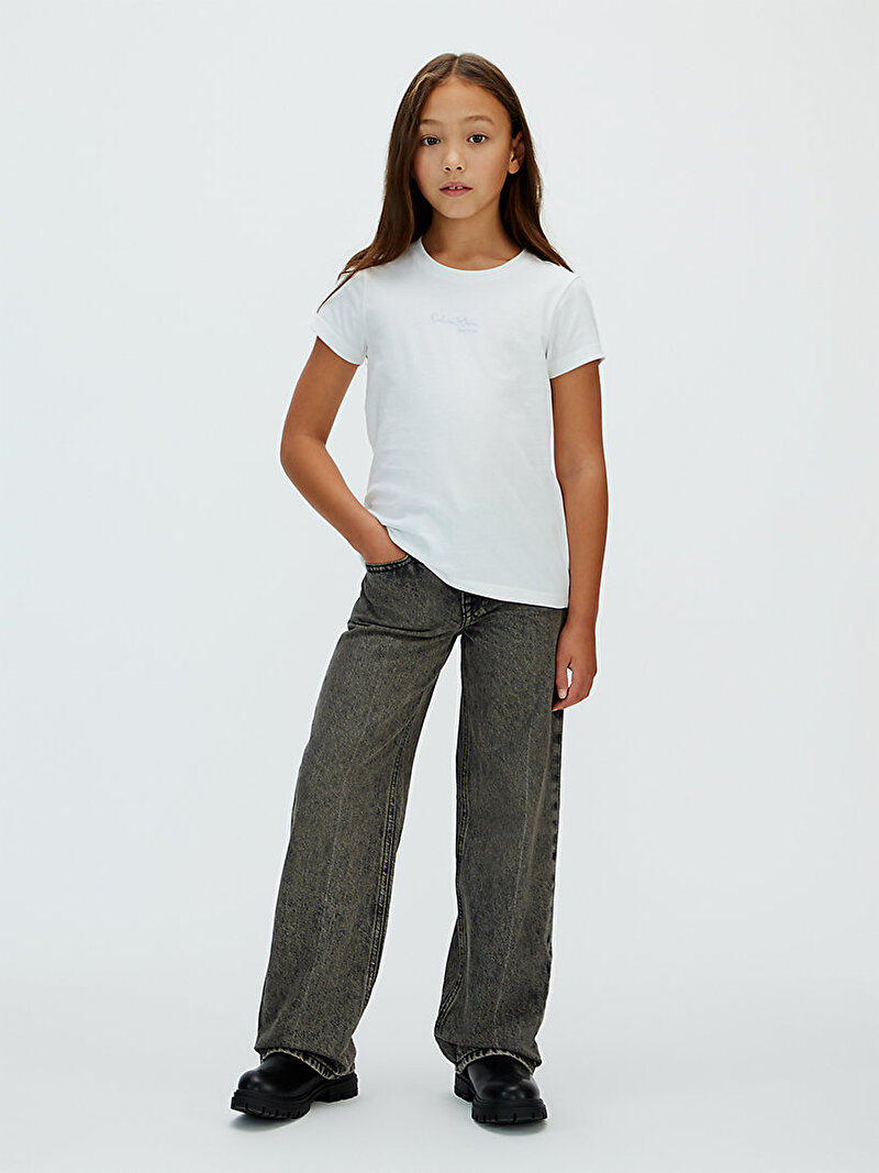 Calvin Klein Beyaz Renkli Kız Çocuk Signature T-shirt