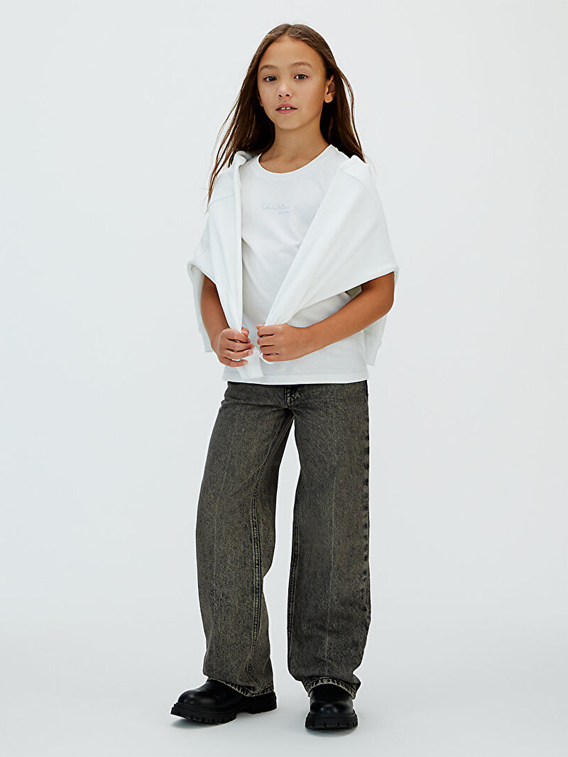 Calvin Klein Beyaz Renkli Kız Çocuk Signature T-shirt