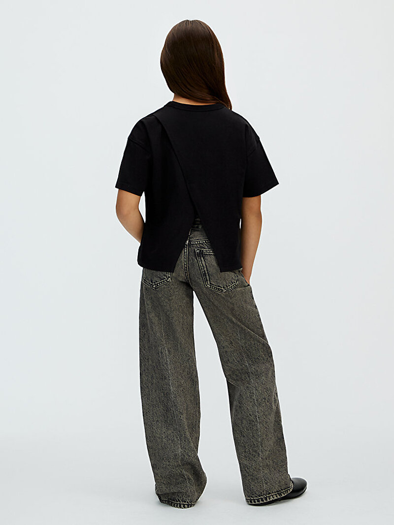 Calvin Klein Siyah Renkli Kız Çocuk Folded Logo Label T-shirt