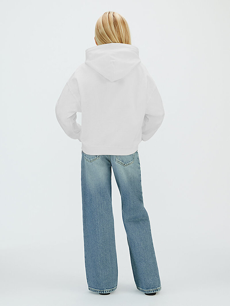 Calvin Klein Beyaz Renkli Kız Çocuk Signature Hoodie