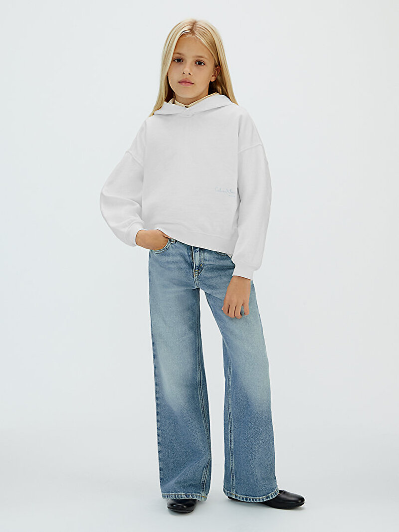 Calvin Klein Beyaz Renkli Kız Çocuk Signature Hoodie