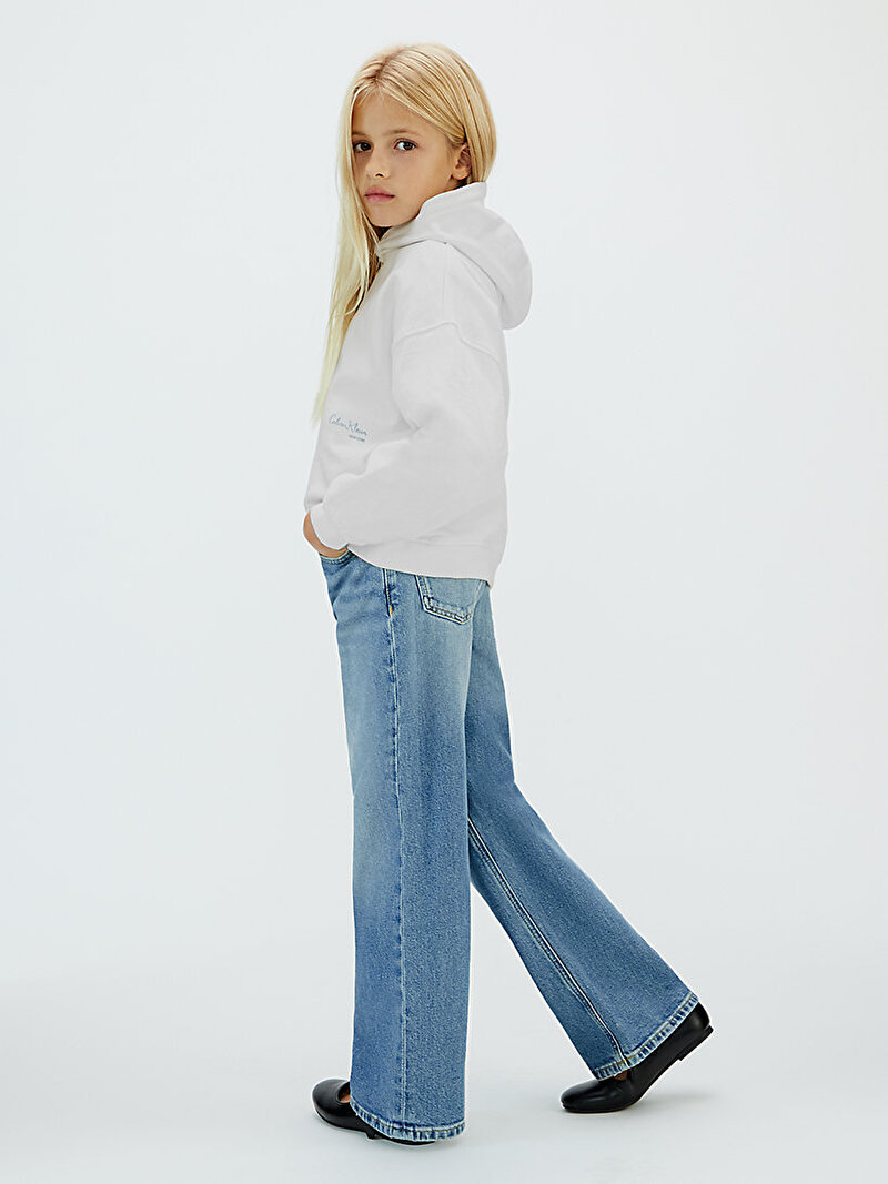 Calvin Klein Beyaz Renkli Kız Çocuk Signature Hoodie