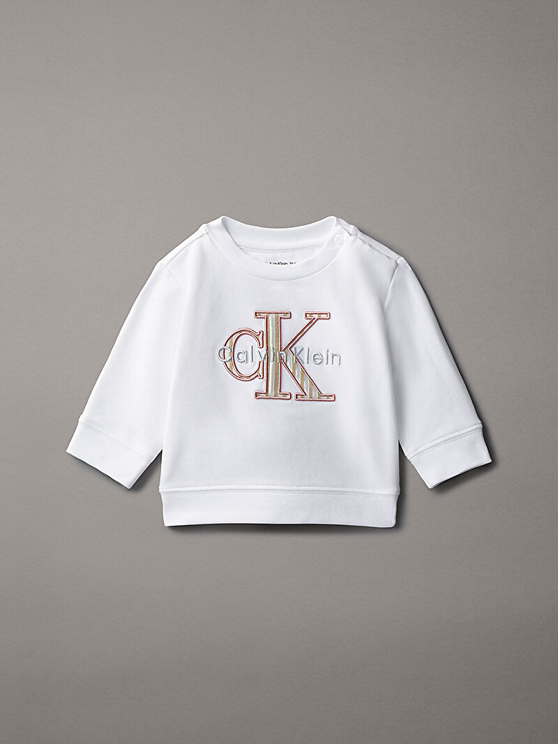 Calvin Klein Beyaz Renkli Bebek Monologo Sweatshirt