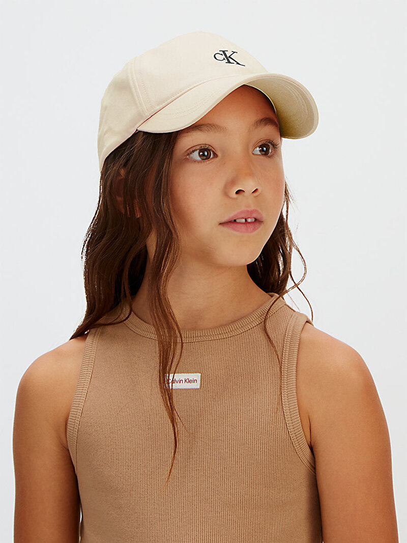 Calvin Klein Bej Renkli Çocuk Unisex Monogram Baseball Şapka
