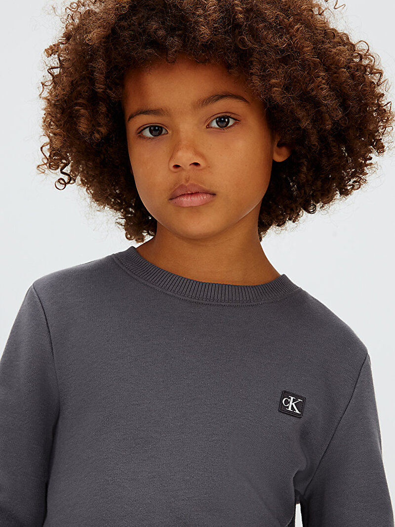 Calvin Klein Gri Renkli Çocuk Unisex Mono Mini Badge Sweatshirt