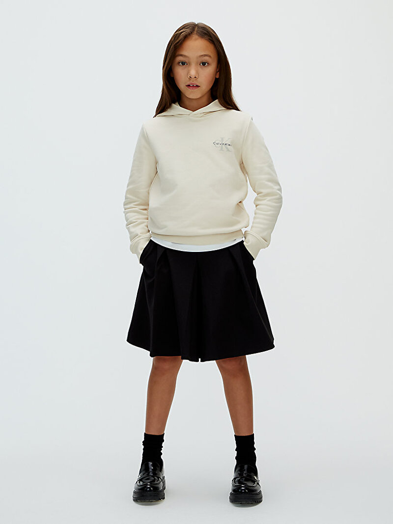 Calvin Klein Bej Renkli Çocuk Unisex Small Monogram Hoodie