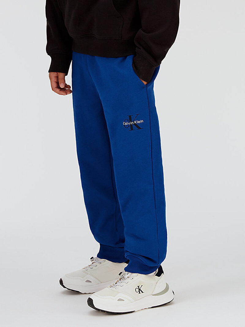 Calvin Klein Mavi Renkli Çocuk Unisex Monogram Logo Eşofman Altı