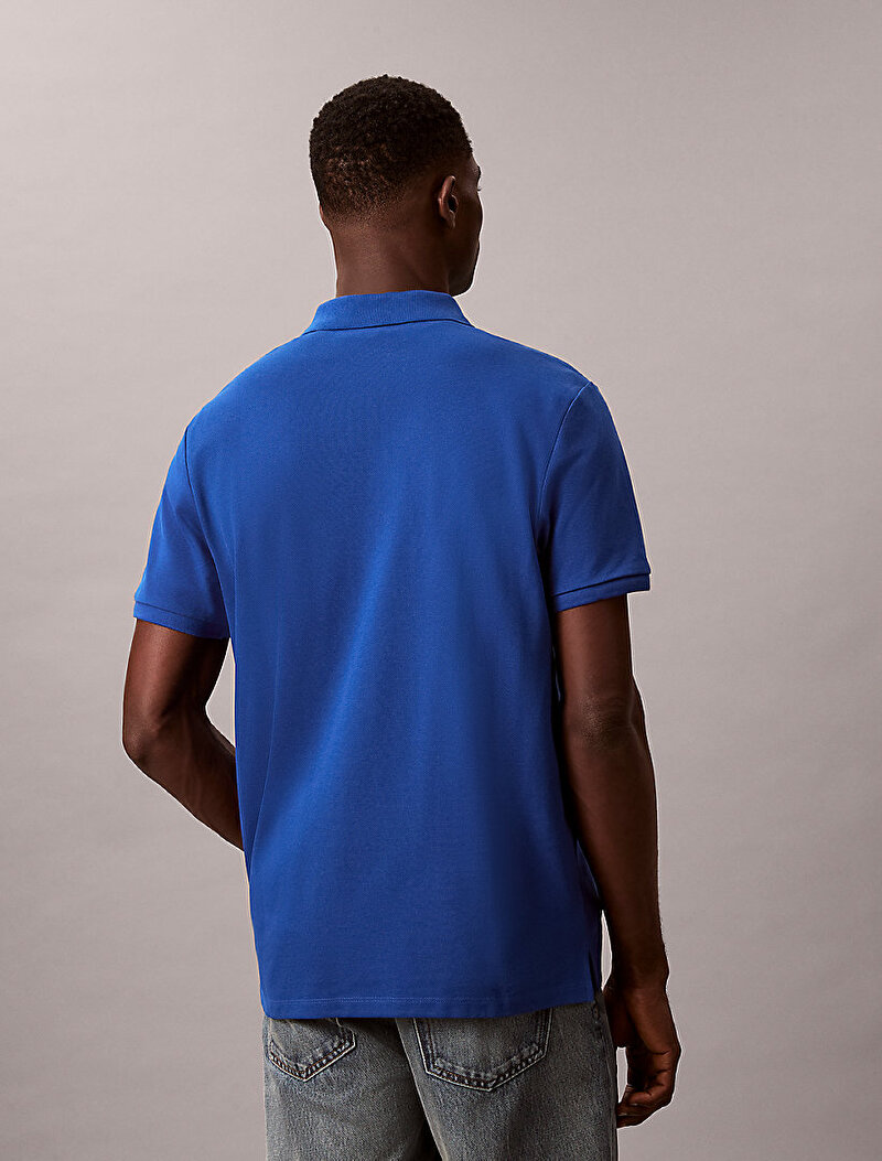 Calvin Klein Mavi Renkli Erkek Monogram Pique Polo T-shirt