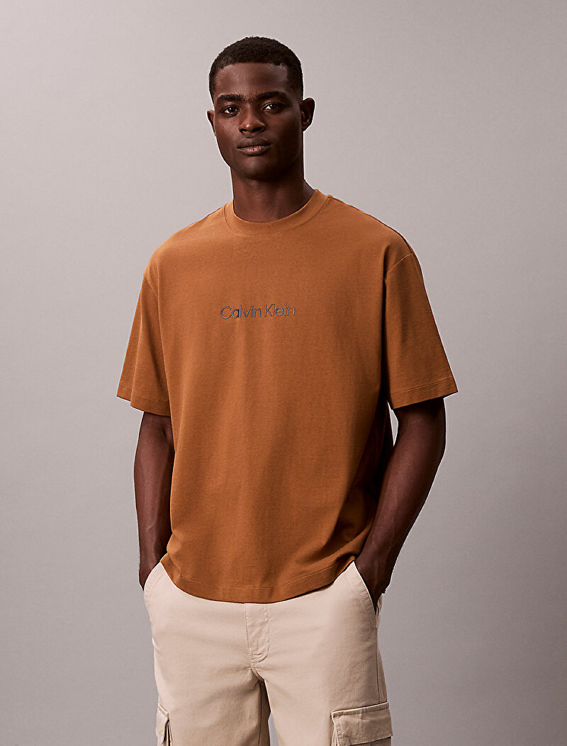 Calvin Klein Kahverengi Renkli Erkek Rlexed Standard T-shirt