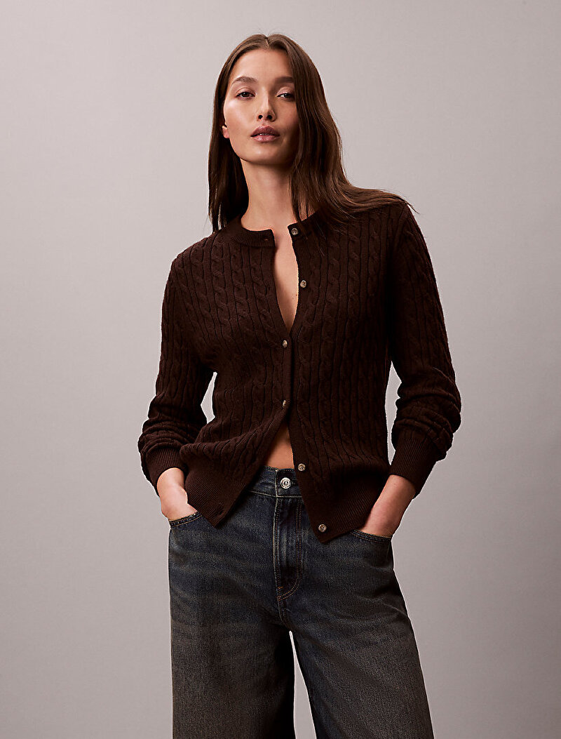 Kadın Wool Cable Kazak