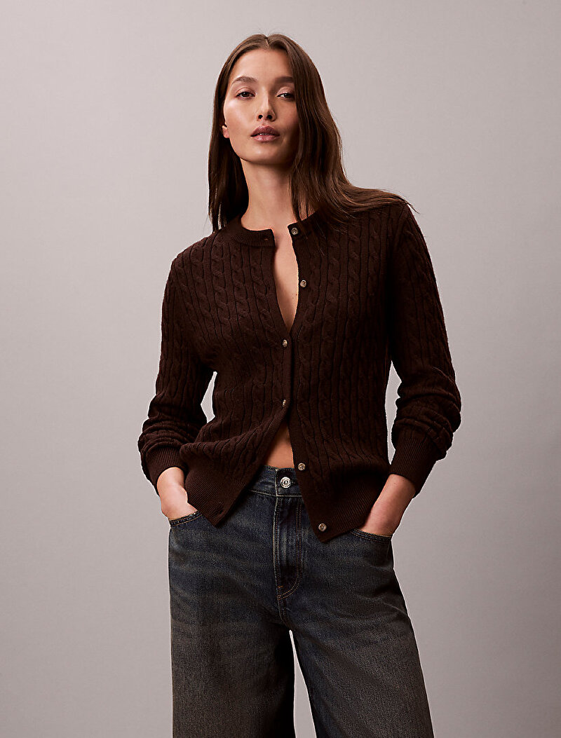 Calvin Klein Kırmızı Renkli Kadın Wool Cable Kazak