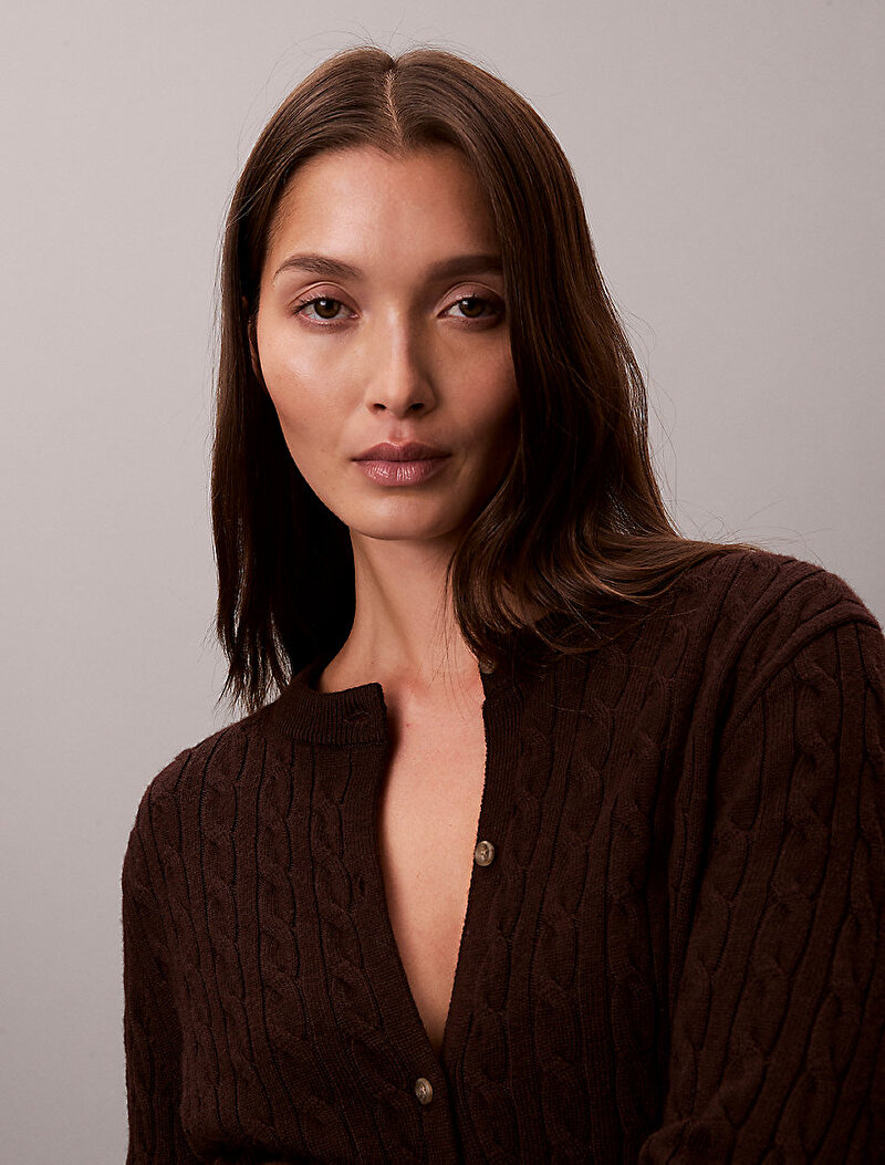 Calvin Klein Kırmızı Renkli Kadın Wool Cable Kazak