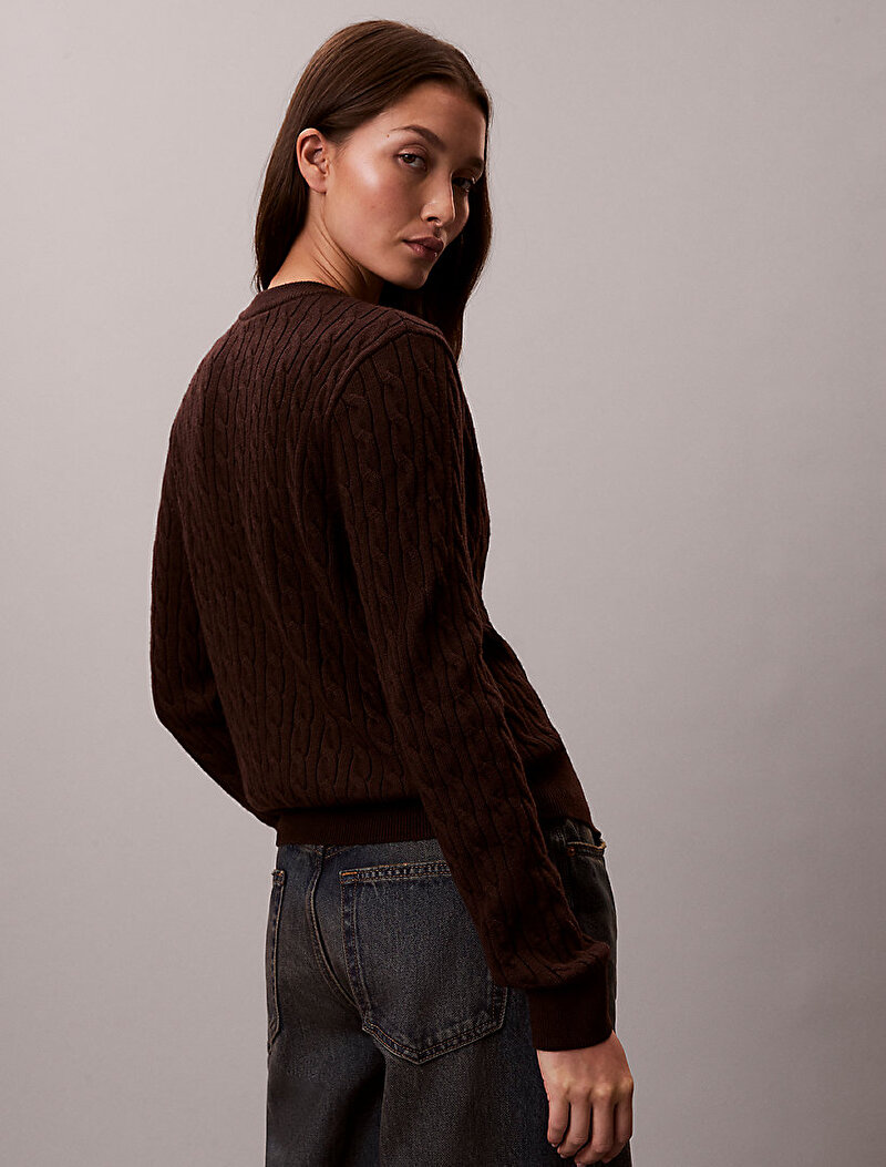 Calvin Klein Kırmızı Renkli Kadın Wool Cable Kazak