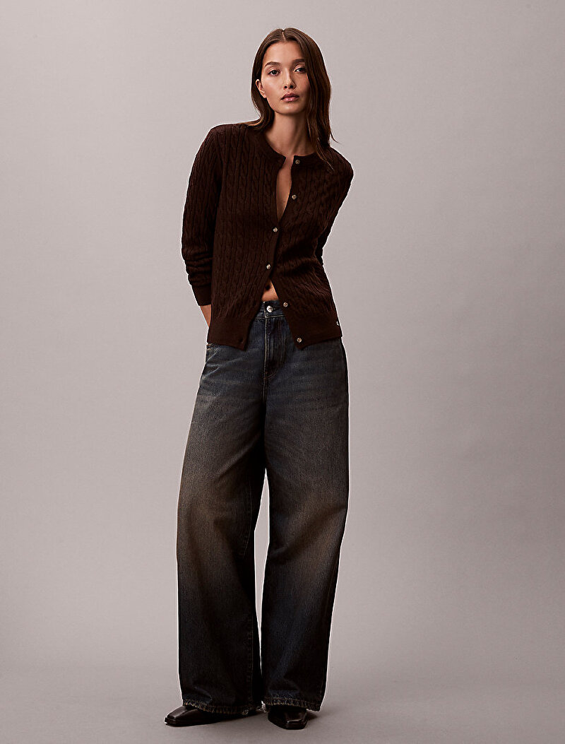 Calvin Klein Kırmızı Renkli Kadın Wool Cable Kazak