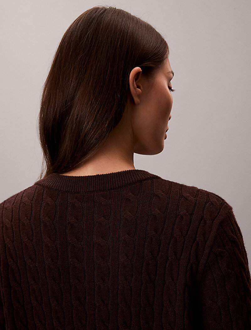 Calvin Klein Kırmızı Renkli Kadın Wool Cable Kazak