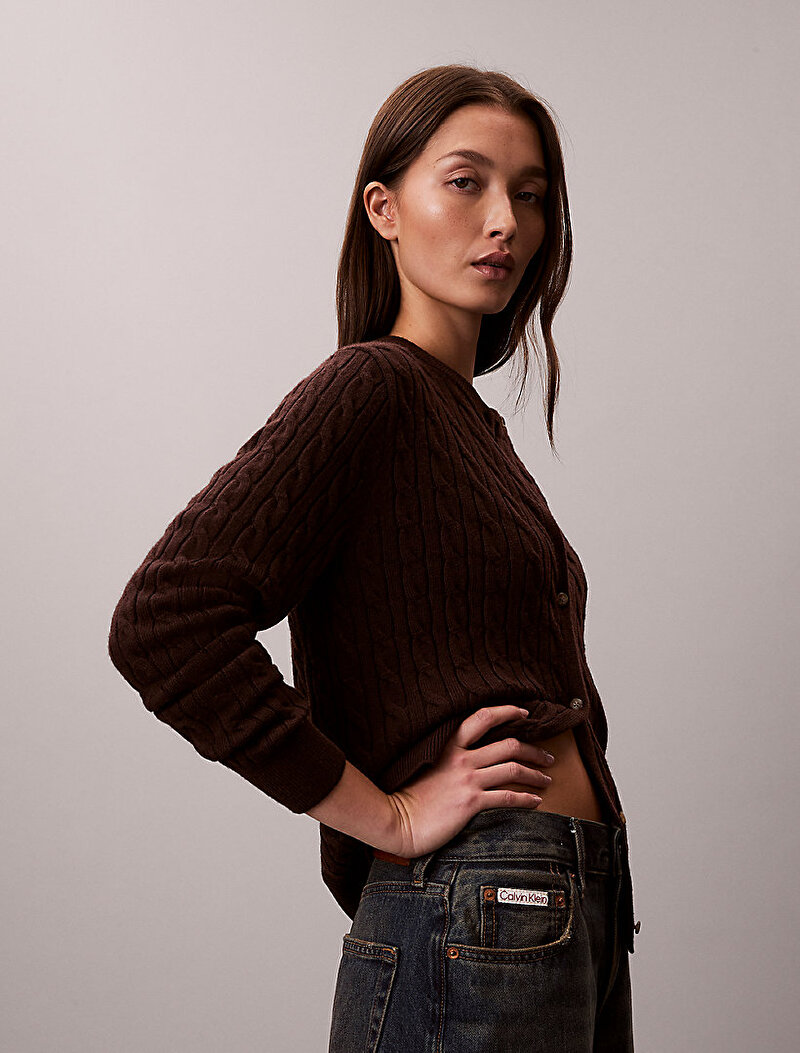 Calvin Klein Kırmızı Renkli Kadın Wool Cable Kazak