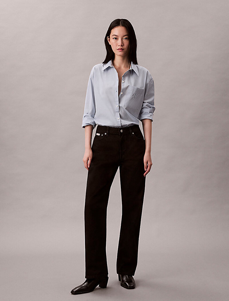 Calvin Klein Mavi Renkli Kadın Poplin Relaxed Gömlek