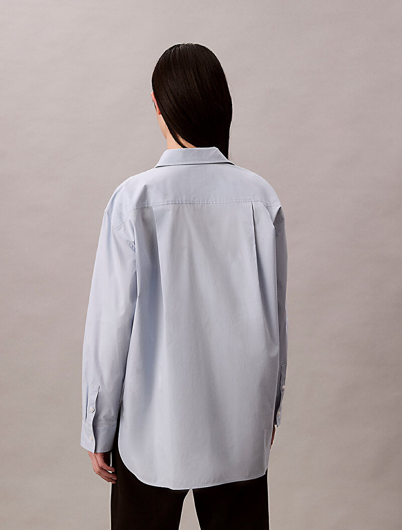 Calvin Klein Mavi Renkli Kadın Poplin Relaxed Gömlek