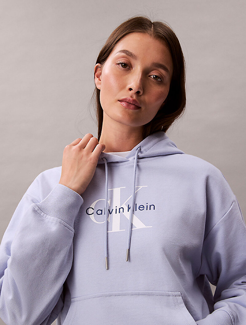 Calvin Klein Mavi Renkli Kadın Monologo French Sweatshirt