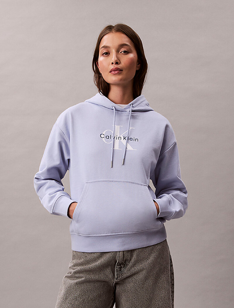 Calvin Klein Mavi Renkli Kadın Monologo French Sweatshirt