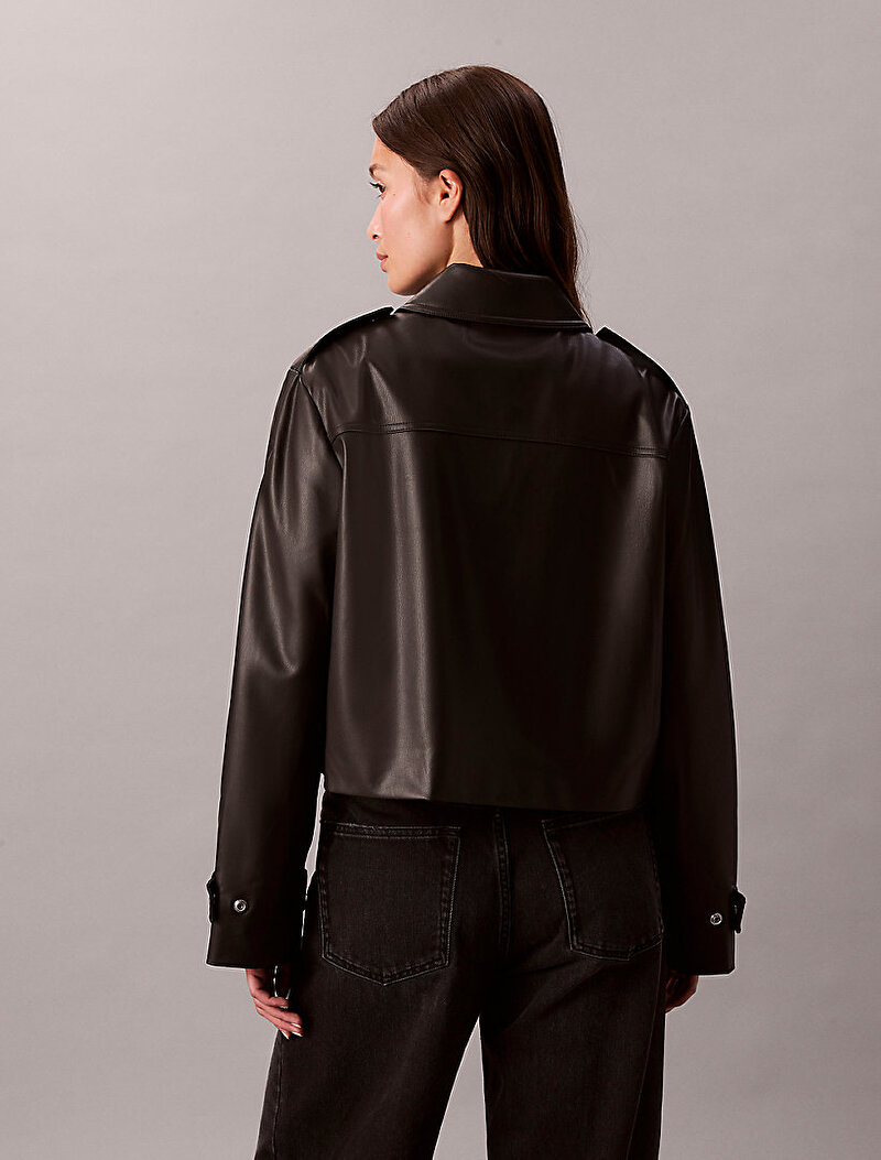 Calvin Klein Siyah Renkli Kadın Leather Moto Ceket