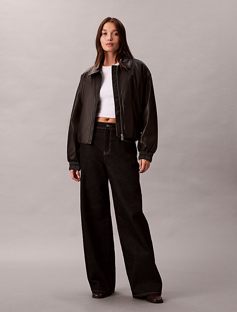 Calvin Klein Siyah Renkli Kadın Suni Deri Ceket