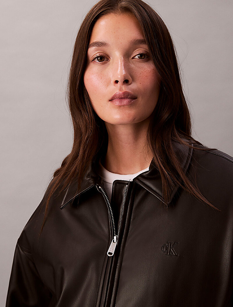 Calvin Klein Siyah Renkli Kadın Suni Deri Ceket