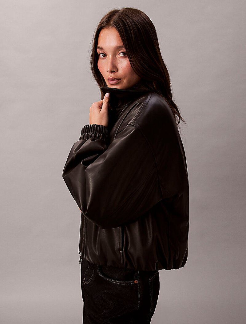 Calvin Klein Siyah Renkli Kadın Suni Deri Ceket