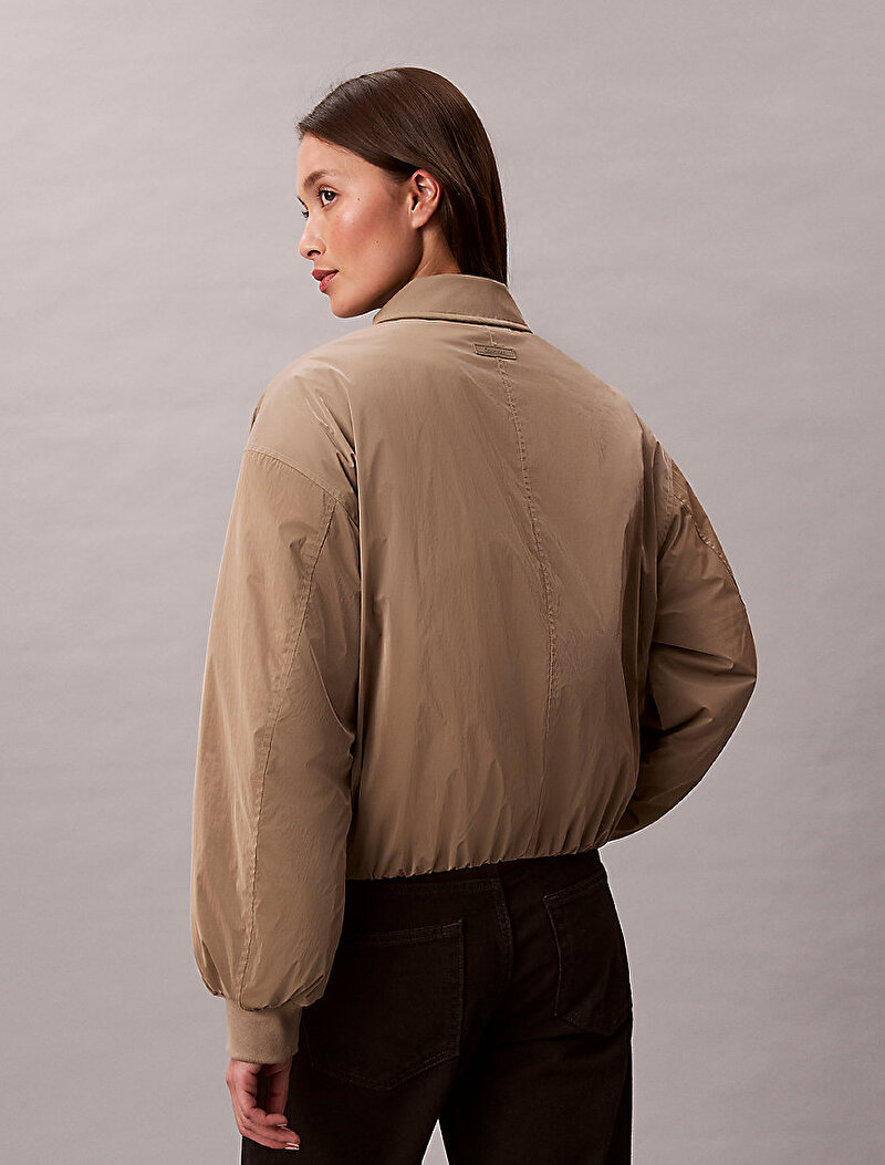 Calvin Klein Bej Renkli Kadın Shine Insulated Bomber Ceket