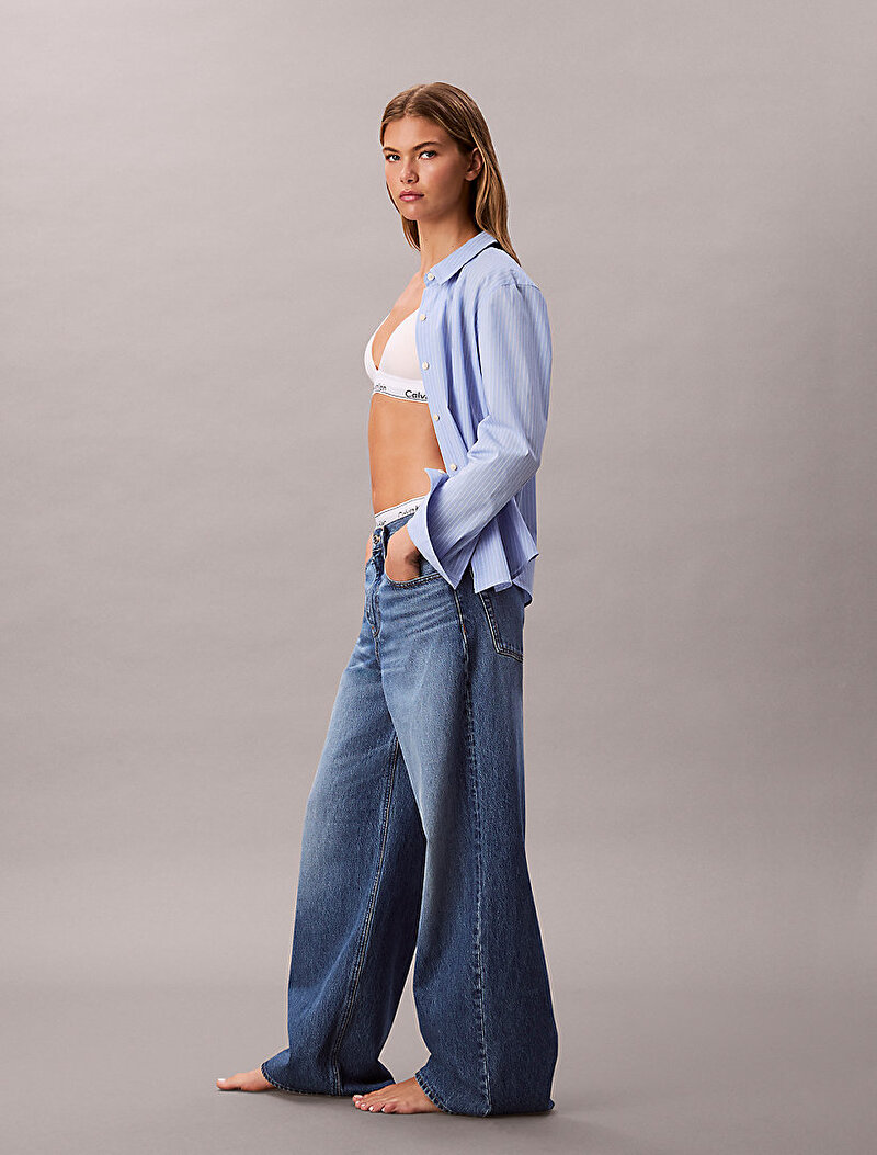 Calvin Klein Mavi Renkli Kadın The Wide Leg Classon Jean Pantolon