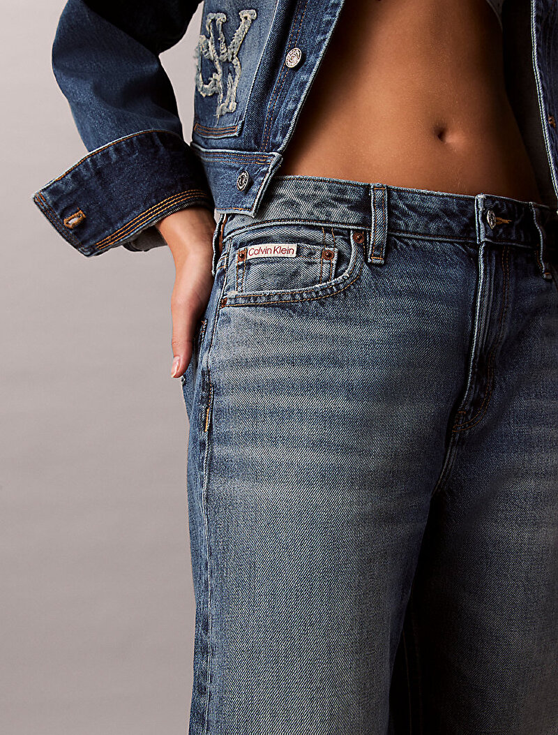 Calvin Klein Mavi Renkli Kadın Signature 90s Straight Jean Pantolon