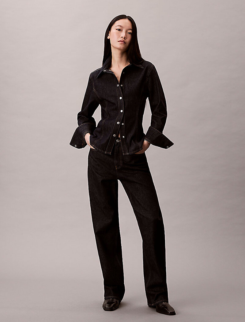 Calvin Klein Lacivert Renkli Kadın The Staright Boot Jean Pantolon