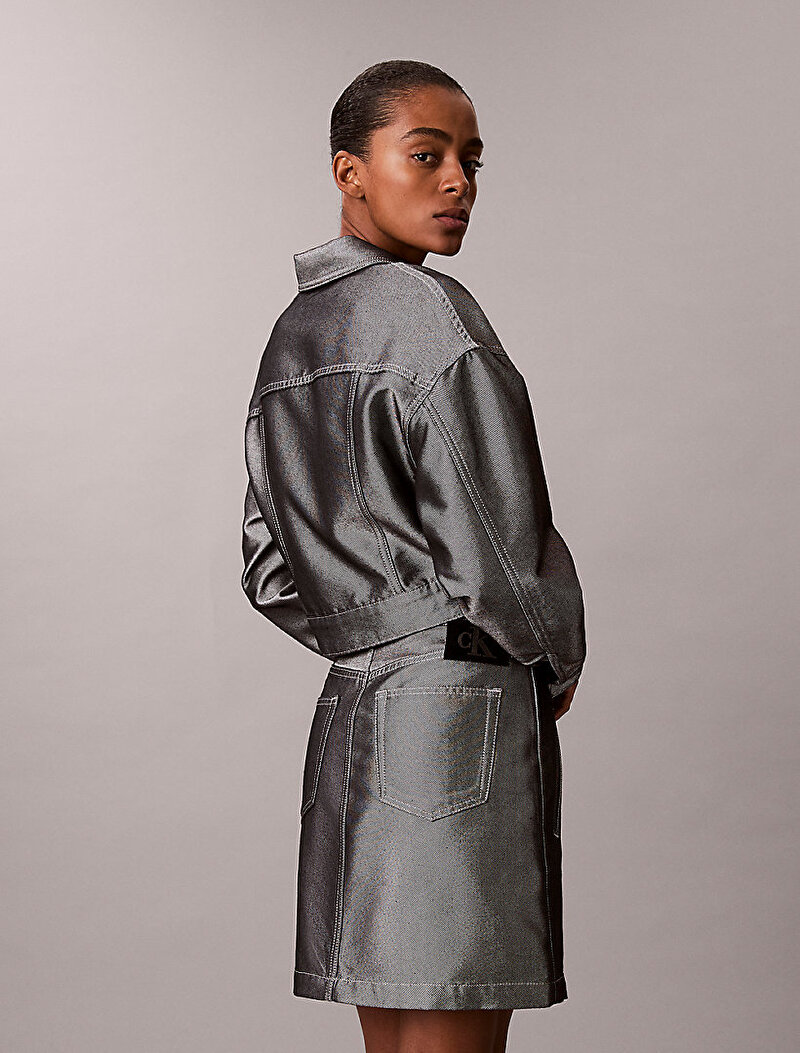 Calvin Klein Gri Renkli Kadın Denim Etek