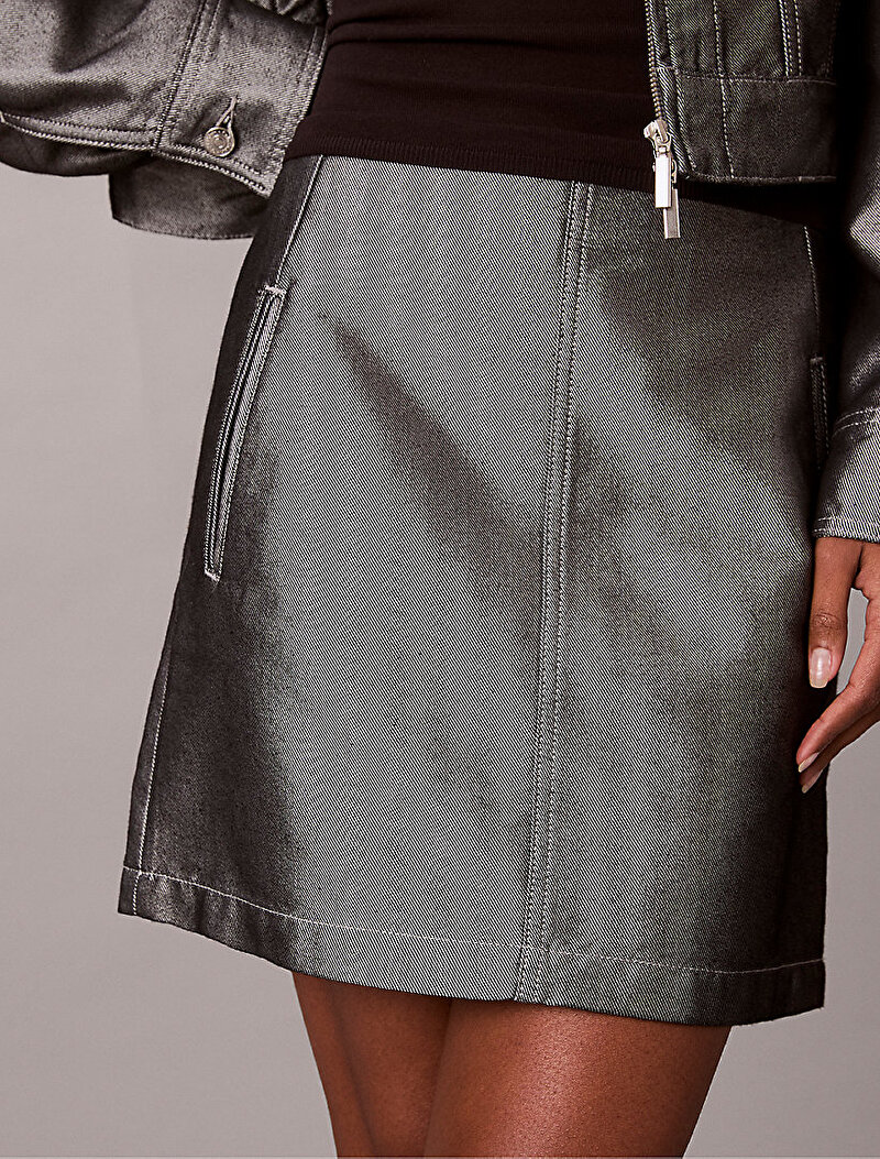 Calvin Klein Gri Renkli Kadın Denim Etek