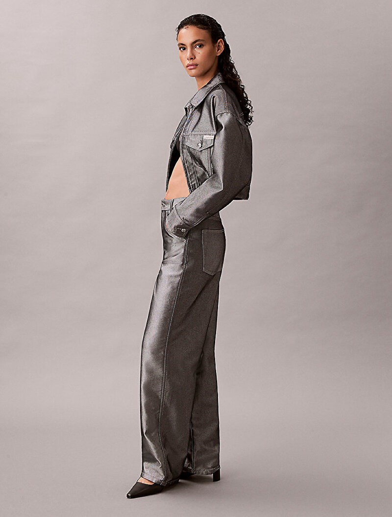 Calvin Klein Gri Renkli Kadın Full Length Barrel Jean Pantolon