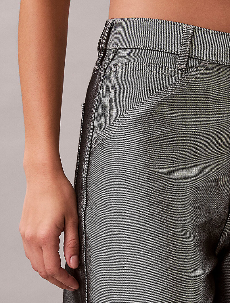 Calvin Klein Gri Renkli Kadın Full Length Barrel Jean Pantolon