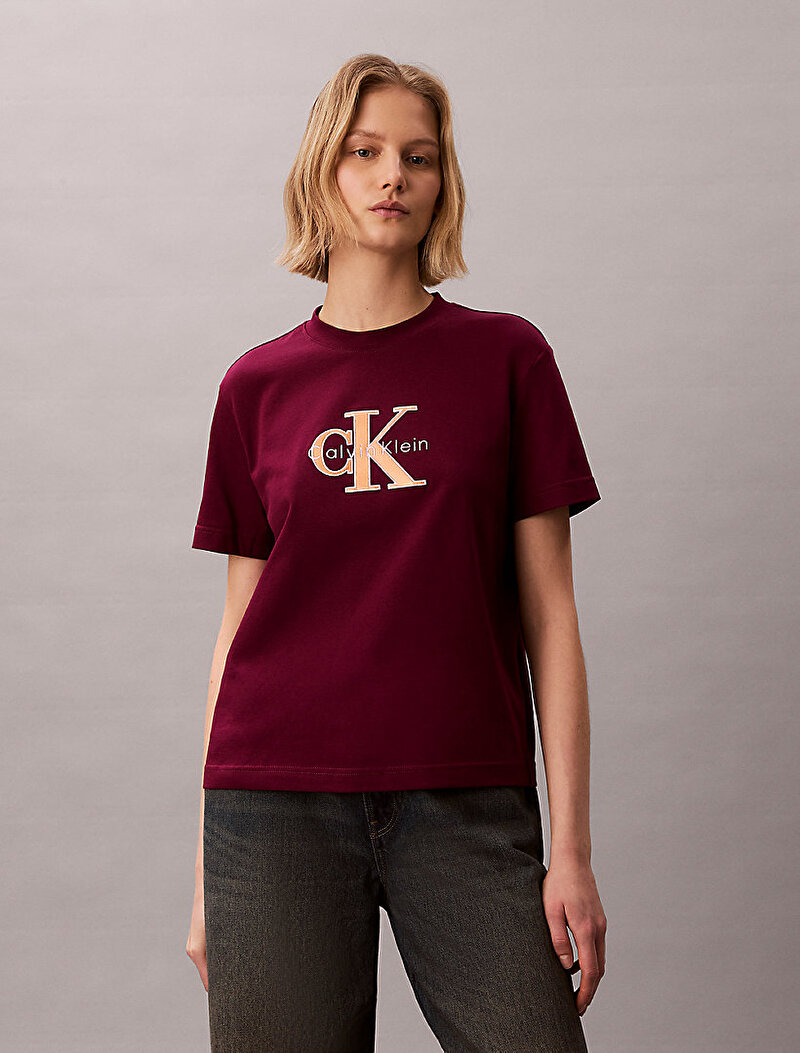 Calvin Klein Kırmızı Renkli Kadın Classic Monologo T-shirt