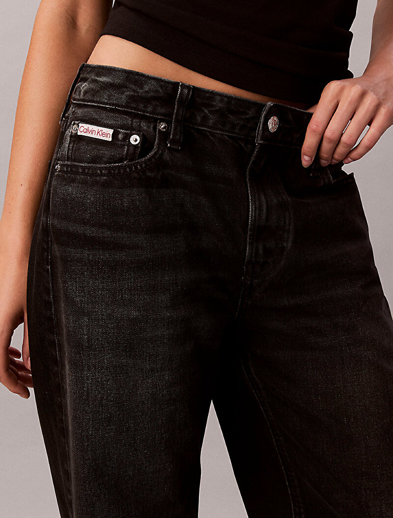 Calvin Klein Siyah Renkli Kadın Signature 90s Straight Jean Pantolon