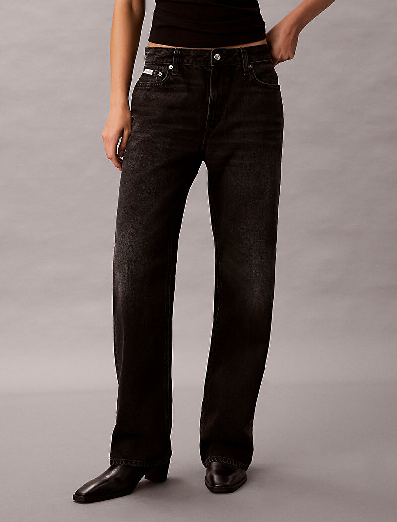 Calvin Klein Siyah Renkli Kadın Signature 90s Straight Jean Pantolon