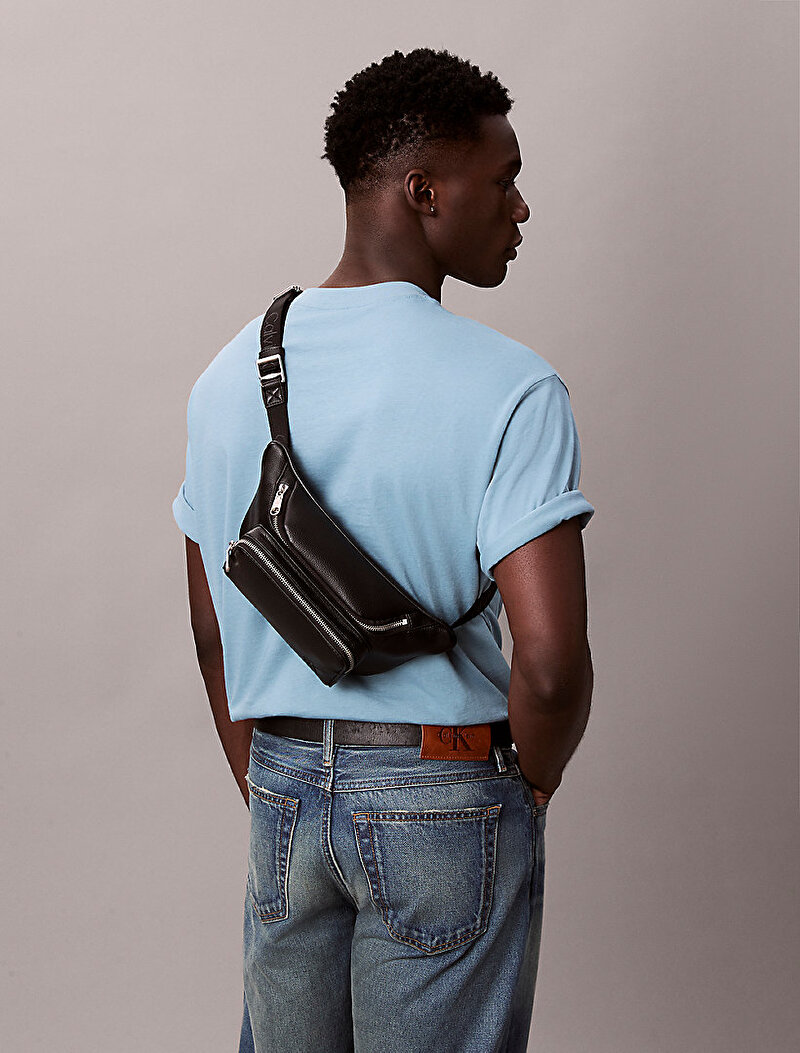 Calvin Klein Siyah Renkli Erkek Webbing Stripe Bel Çantası