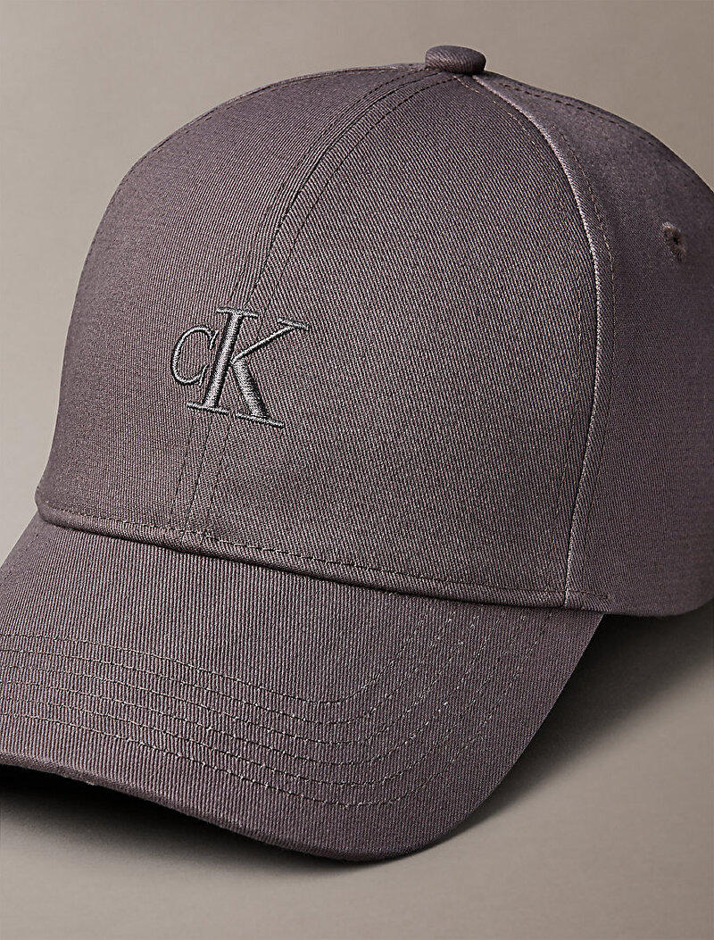 Calvin Klein Gri Renkli Erkek Denim Emblem Burnout Şapka