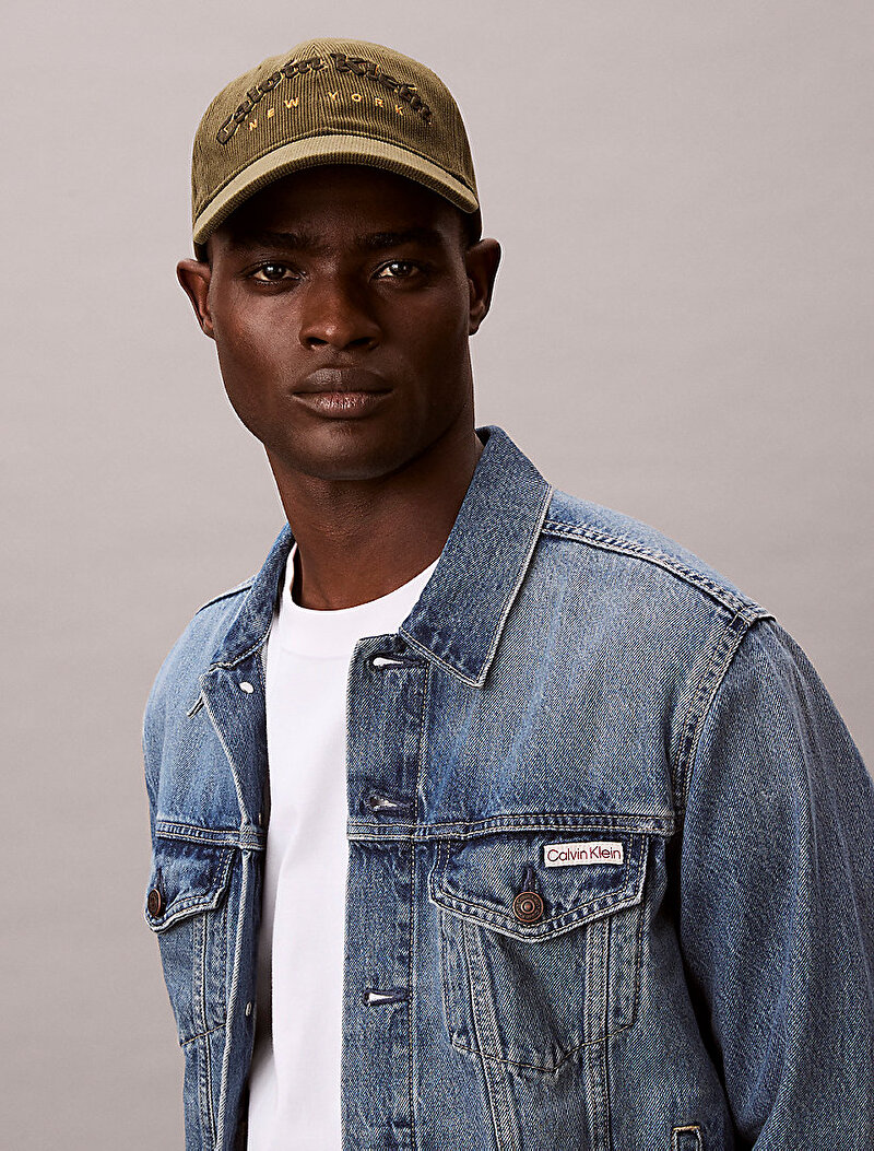 Calvin Klein Yeşil Renkli Erkek Corduroy Graphic Şapka