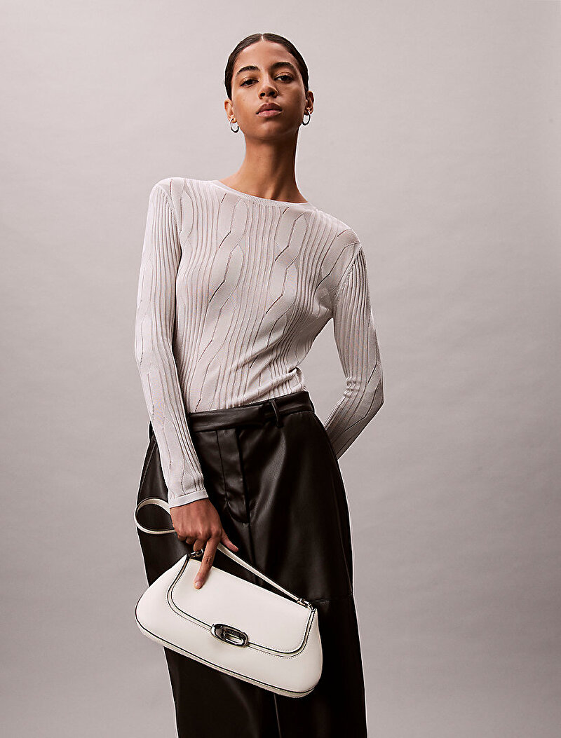 Calvin Klein Beyaz Renkli Kadın Hardware Omuz Çantası