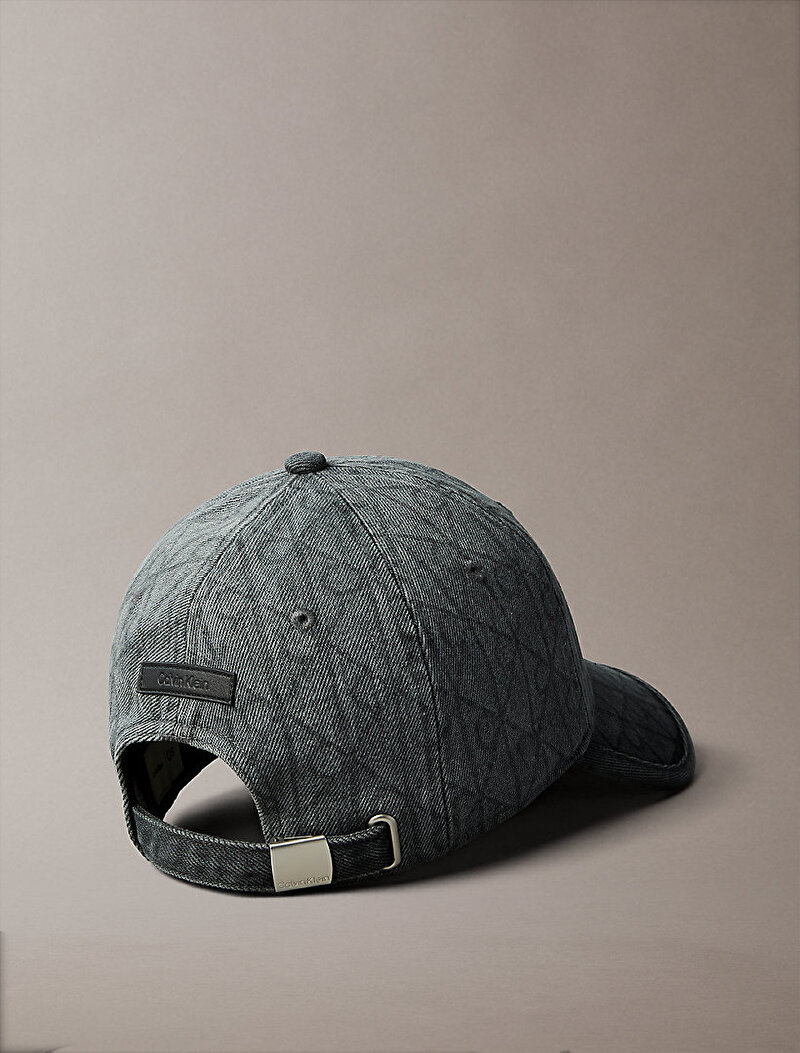 Calvin Klein Gri Renkli Kadın Denim Emblem Burnout Şapka