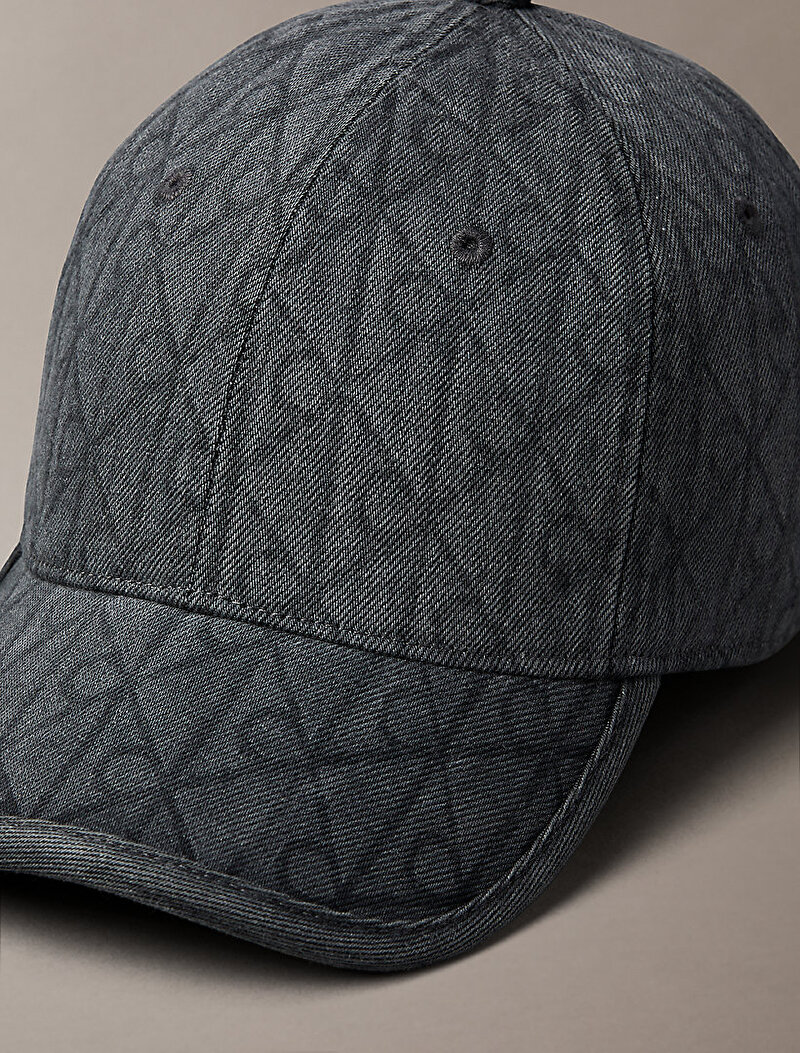 Calvin Klein Gri Renkli Kadın Denim Emblem Burnout Şapka