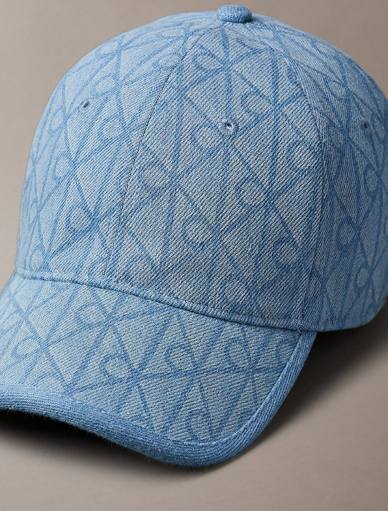 Calvin Klein Mavi Renkli Kadın Denim Emblem Burnout Şapka