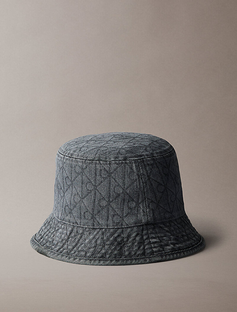 Calvin Klein Gri Renkli Kadın Denim Emblem Bucket Şapka