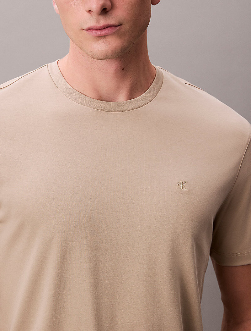 Calvin Klein Bej Renkli Erkek Supima Chest T-shirt